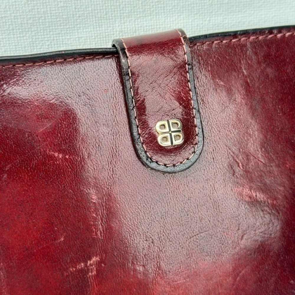 Bosca Bi-fold Wallet/ Red Hand stained hide